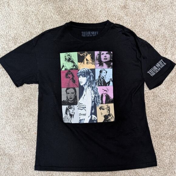 Taylor Swift Tops - Taylor Swift The Eras Tour Black 100% Cotton Unisex T-Shirt M Medium